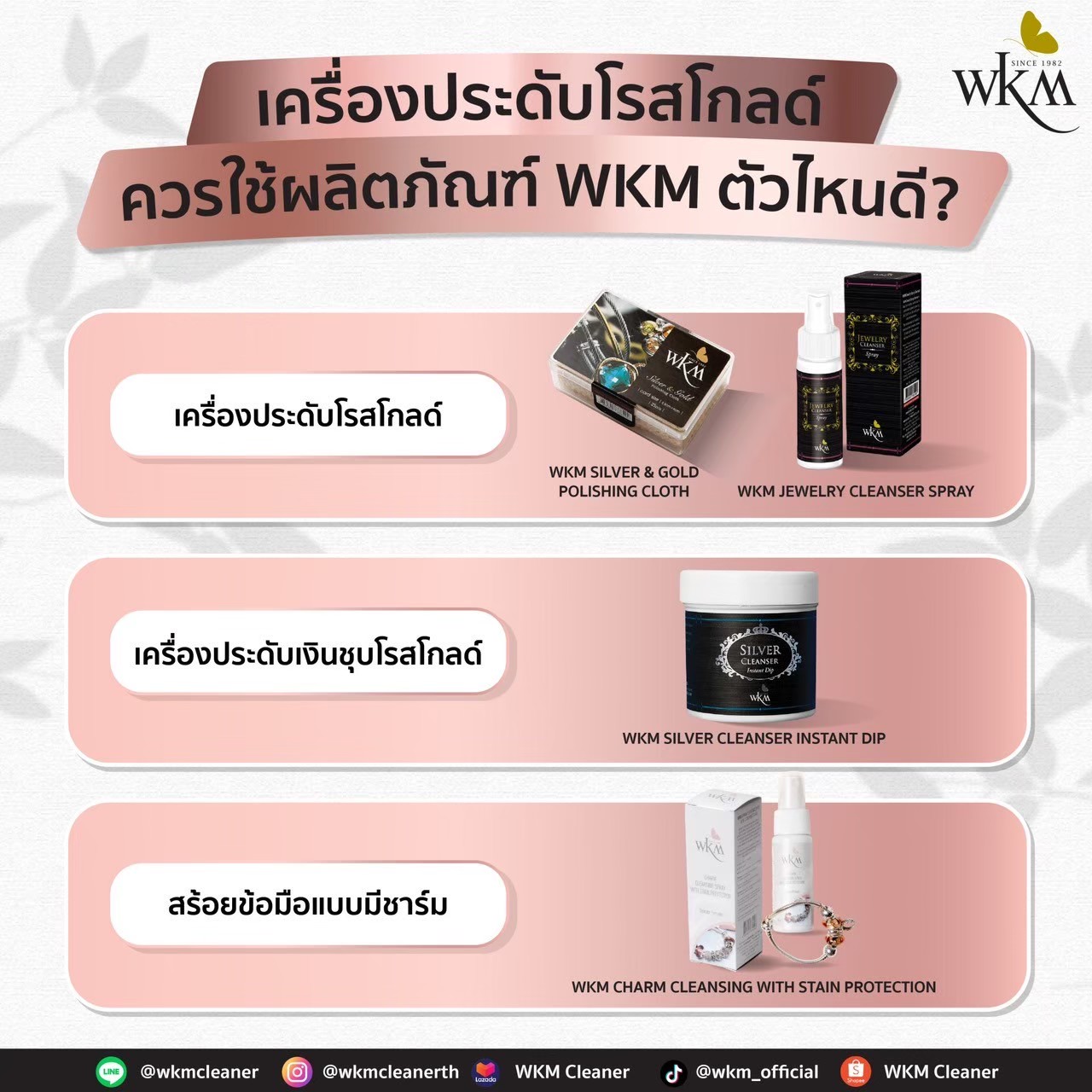 เครื่องประดับโรสโกลด์ (Rose Gold) ควรใช้ผลิตภัณฑ์ทำความสะอาดของ WKM ตัวไหนดี ?